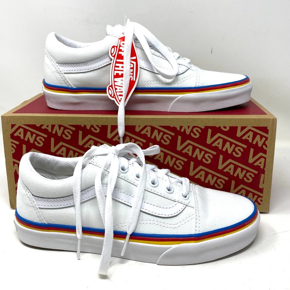 VANS Old Skool Rainbow Foxing White Canvas Women’s Size 7 Sneakers VN0A38G1MWF - Picture 7 of 9